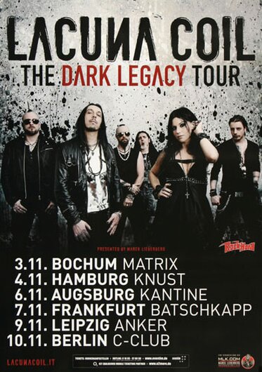 Lacuna Coil - Dark Legacy, Tour 2012 - Konzertplakat
