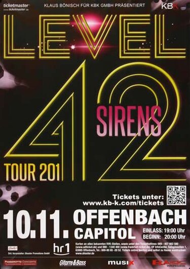 Level 42 - Sirens, Frankfurt 2014 - Konzertplakat