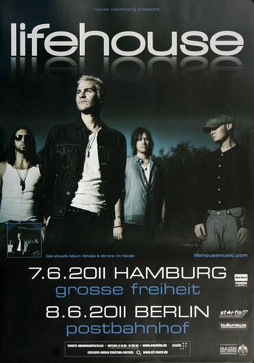 Lifehouse - Smoke & Mirrors, Hamburg & Berlin 2011 - Konzertplakat