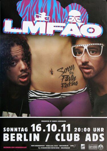 LMFAO - Sorry For Party Rocking, Berlin 2011 - Konzertplakat