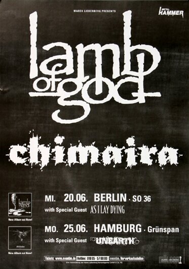 Lamb of God - Sacrament, Berlin & Hamburg 2007 - Konzertplakat