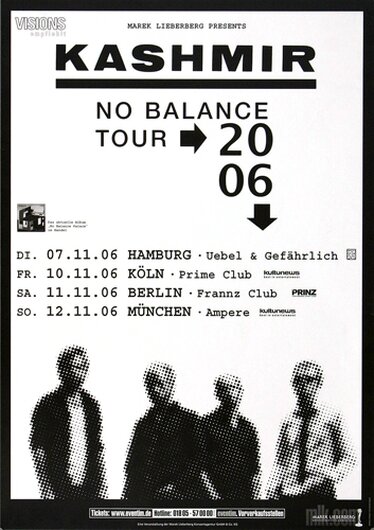 Kashmir - No Balance, Tour 2006 - Konzertplakat