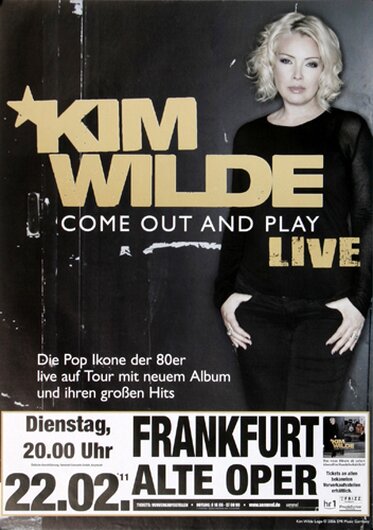 Kim Wilde - Come Out And Play, Tour 2011 - Konzertplakat