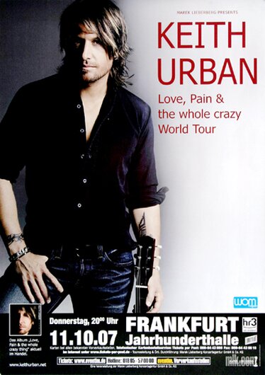 Keith Urban - Love & Pain, Frankfurt 2007 - Konzertplakat