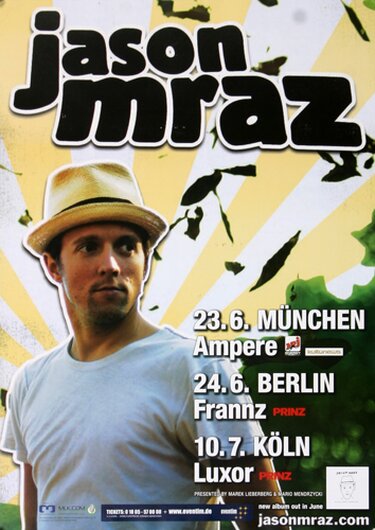 Jason Mraz - Sunshine Song, Tour 2008 - Konzertplakat