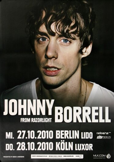 Johnny Borrell - Razorlight, Berlin & Köln 2010 - Konzertplakat