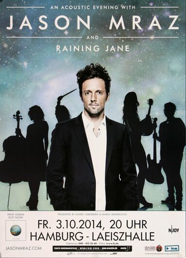 Jason Mraz - Raining Jane , Hamburg 2014 - Konzertplakat