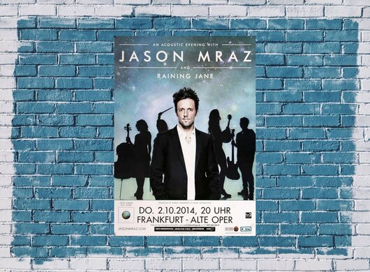 Jason Mraz - Raining Jane , Frankfurt 2014 - Konzertplakat
