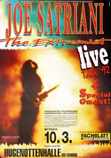 Joe Satriani - The Extremist, Neu Isenburg 1992 - Konzertplakat