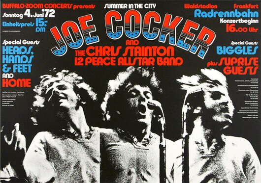 Joe Cocker - Summer In The City, Frankfurt 1972 - Konzertplakat
