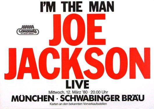 Joe Jackson - Im the Man , München 1980 - Konzertplakat