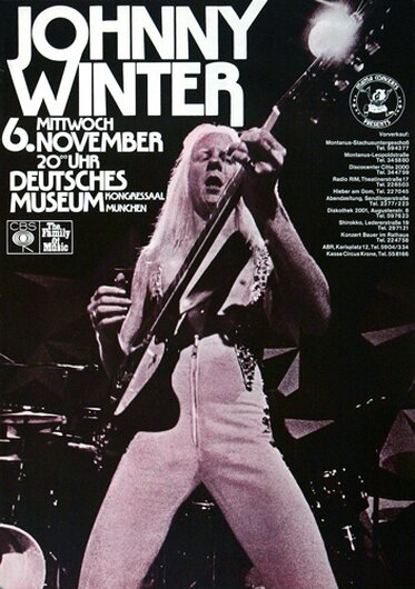 Johnny Winter - Saints & Sinners, München 1974 - Konzertplakat