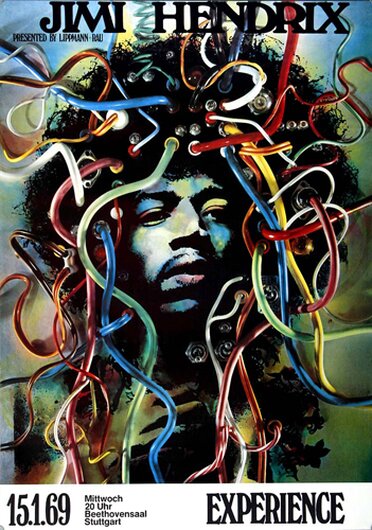 Jimi Hendrix - Electric Ladyland, Stuttgart 1969 - Konzertplakat