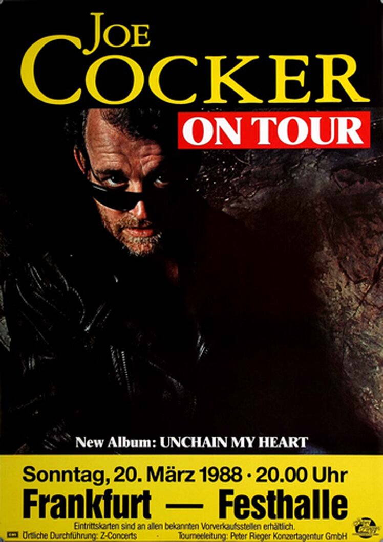 Joe Cocker - Unchain My Heart, Frankfurt 1988 - Konzertplakat, 34,80