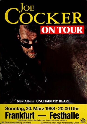 Joe Cocker - Unchain My Heart, Frankfurt 1988 - Konzertplakat