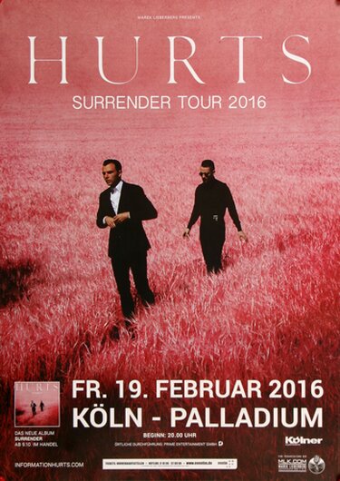 Hurts - Surrender , Köln 2016 - Konzertplakat
