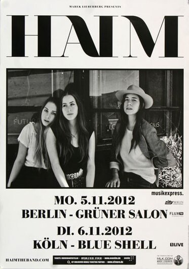 Haim - Dont Save Me, Berlin & Köln 2012 - Konzertplakat