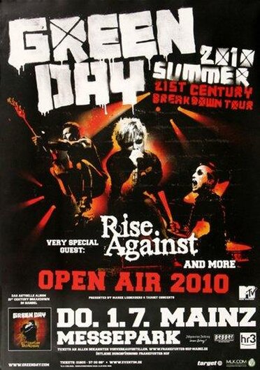 Green Day - Open Air, Mainz 2010 - Konzertplakat