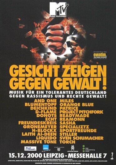 Gesicht zeigen gegen Gewalt - Das Konzert, Leipzig 2000 - Konzertplakat