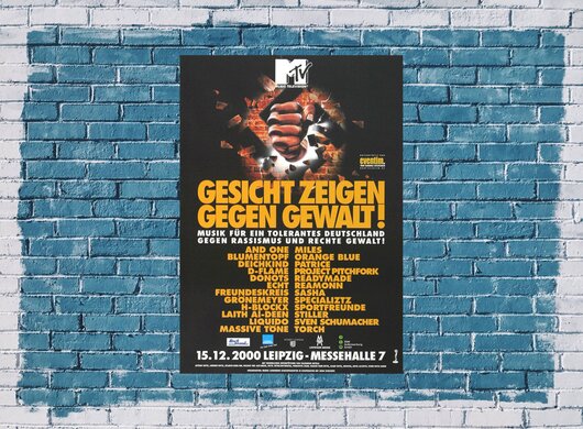 Gesicht zeigen gegen Gewalt - Das Konzert, Leipzig 2000 - Konzertplakat