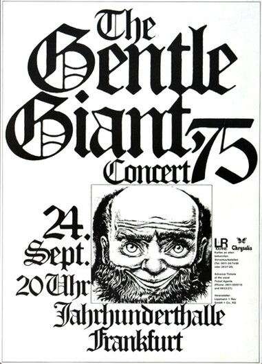 Gentle Giant - Free Hand, Frankfurt 1975 - Konzertplakat