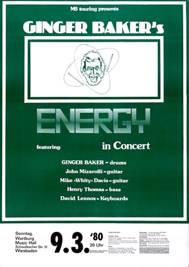 Ginger Baker - Energy, Wiesbaden 1980 - Konzertplakat