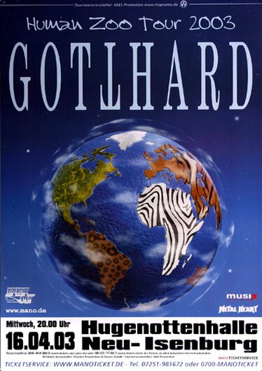 Gotthard - Human Zoo, Neu-Isenburg 2003 - Konzertplakat