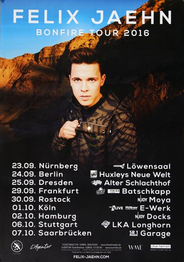Felix Jaehn - Soundgarten, Tour 2016 - Konzertplakat