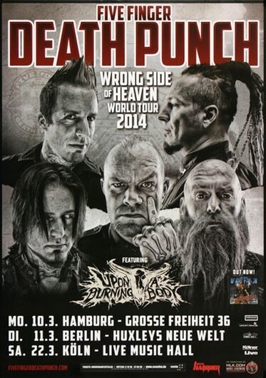 Five Finger Death Punch - Wrong Side , Hamburg 2014 - Konzertplakat