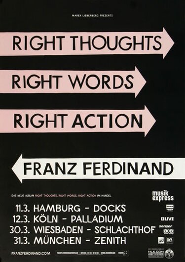 Franz Ferdinand - Right Thoughts, Tour 2014 - Konzertplakat