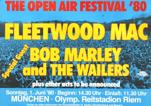 Fleetwood Mac & Bob Marley, Open Air Festival, Kaiserslautern, 1980, Konzertplakat