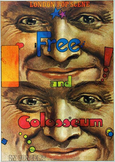 Free and Colosseum - Fire And Water,  1970 - Konzertplakat