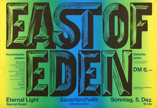 East Of Eden - F.N.A.S.U., Saarbrücken 1971 - Konzertplakat