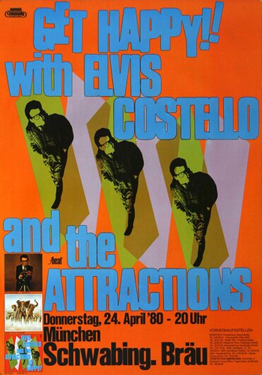 Elvis Costello - Get Happy, München 1980 - Konzertplakat