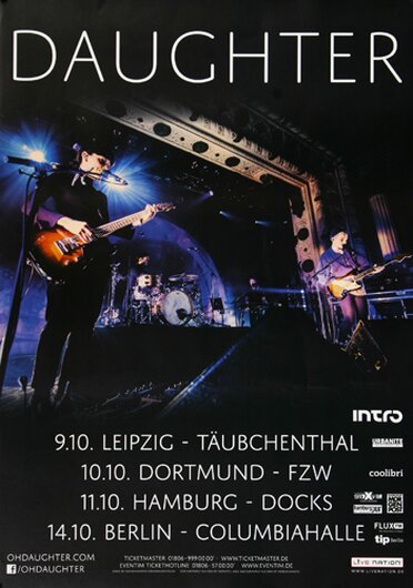 Daughter - Not to Disappear, Tour 2016 - Konzertplakat