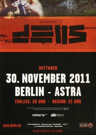 deus - Keep You Close , Berlin 2011 - Konzertplakat