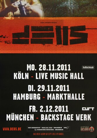 deus - Keep You Close, Tour 2011 - Konzertplakat