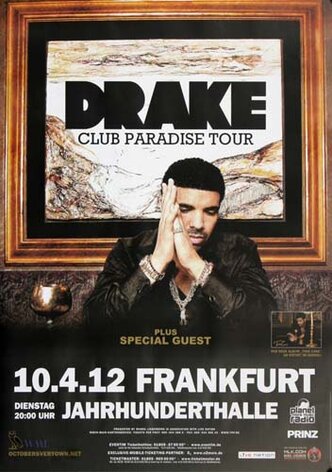 Drake - Club Paradise, Frankfurt 2012 - Konzertplakat