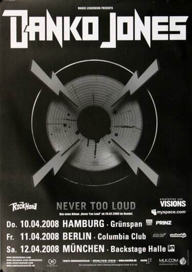 Danko Jones - To Loud, Tour 2008 - Konzertplakat