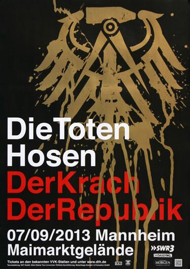 Die Toten Hosen - Krach Der Republik, Mannheim 2013 - Konzertplakat