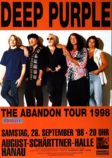 Deep Purple - The Abandon, Hanau 1998 - Konzertplakat