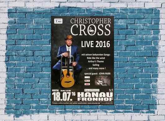 Christopher Cross - Live, Hanau 2016 - Konzertplakat