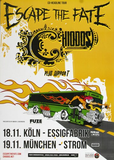 Chiodos - Escape The Fate, Köln & München 2013 - Konzertplakat