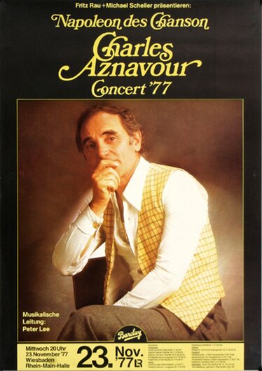 Charles Aznavour - Napoleon des Chanson, Wiesbaden 1977 - Konzertplakat