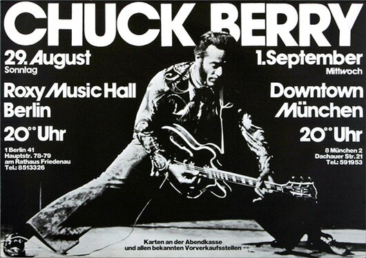 Chuck Berry, Live On Stage, Berlin & München, 1976,   Konzertplakat
