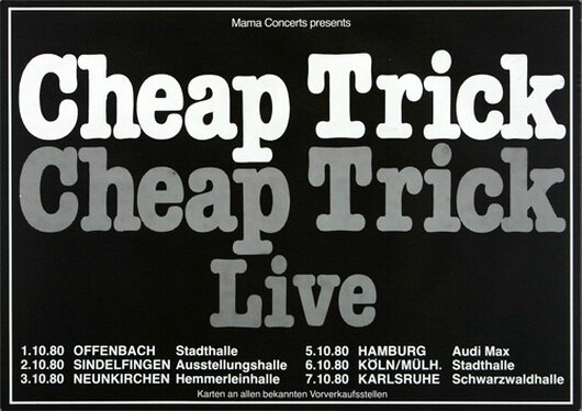 Cheap Trick - Live , Tour 1980 - Konzertplakat