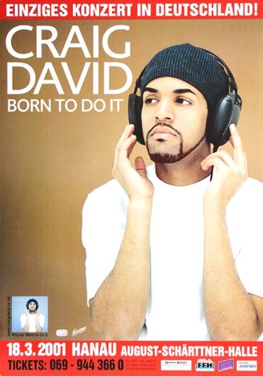 Craig David - Born To Do It, Hanau 2001 - Konzertplakat