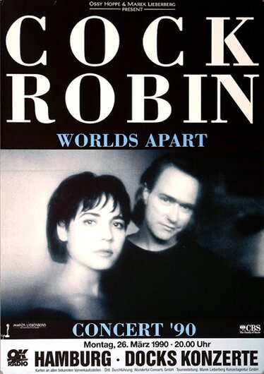 Cock Robin - Worlds Apart, Hamburg 1990 - Konzertplakat