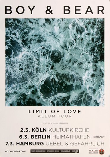 Boy & Bear - Limit Of Love, Tour 2016 - Konzertplakat