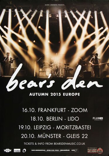 Bear`s Den - Autumn, Tour 2015 - Konzertplakat
